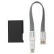 Cablu incarcare USB 3 in 1 tip breloc, 18 cm, lightning/microUSB, negru 