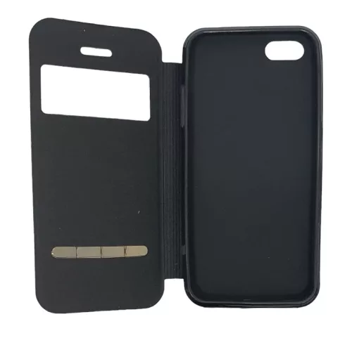 Husă protectie Apple Iphone 5/5S/SE, Tiger Case, tip carte, fereastra notificari, maro wenge