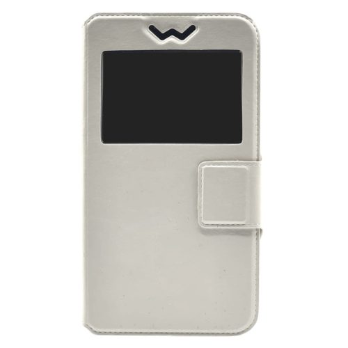 Husa universala tip carte A1, cu fereastra, interior din silicon, display intre 5,5 si 6 inch, alba