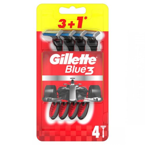 Set 3+1 (cadou) aparate de ras Gillette Blue 3 Comfort, 3 lame, rosii
