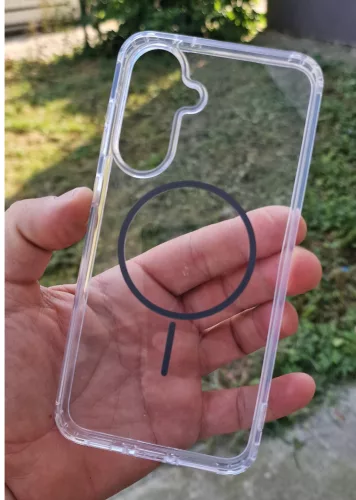 Husa protectie Samsung Galaxy S25 Ultra, Colorful MagSafe, TPU, clear gray