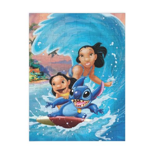 Puzzle 80 piese, 20 x 15 cm, personaje Lilo and Stitch, model 3