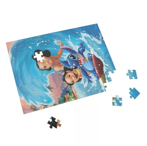 Puzzle 80 piese, 20 x 15 cm, personaje Lilo and Stitch, model 3