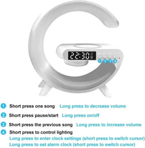 Mini boxa Bluetooth G63 (LED, AUX, USB, FM, microSD), LED display, incarcare wireless, ceas cu alarma