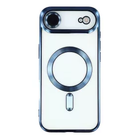   Husa Apple iPhone 17 Air, Magsafe Electroplating TPU, protectie camera, margini albastre
