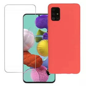   Set folie si husa Huawei P30 LIte, sticla transparenta si Matt TPU, rosie