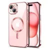 Husa Apple iPhone 17, Magsafe Electroplating TPU, protectie camera, margini rose gold