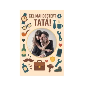   Fotografie magnetica personalizata, 10 x 15 cm, rama Cel mai destept tata!
