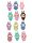 Stickere cu personaje La Bubu, material Vinyl / PP autoadeziva Glossy, 12 bucati