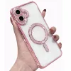 Husa Apple iPhone 16, Electroplating Bling Magsafe, protectie camera, margini roz