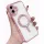 Husa Apple iPhone 16, Electroplating Bling Magsafe, protectie camera, margini roz
