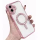 Husa Apple iPhone 16, Electroplating Bling Magsafe, protectie camera, margini roz