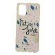 Husa Flowers Glitter pentru Samsung Galaxy S20 Ultra, cu mesaj, aurie