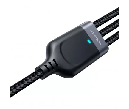 Cablu de incarcare Joyroom S-1T3018A18, 3 capete (Lightning, Type-C, MicroUSB), 18W/3.5A, 1.2 metri, negru