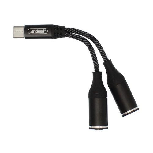 Cablu adaptor Type C to Type-C/Jack 3.5 mm, Andowl ZJ5, negru