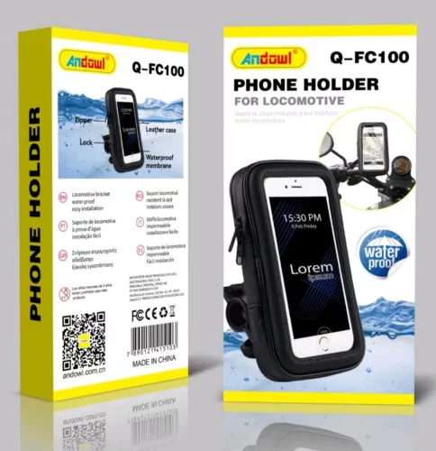 Suport telefon bicicleta ANDOWL Q-FC100, impermeabil, negru