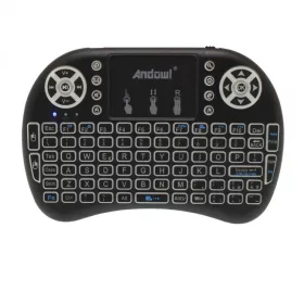  Mini tastatura Andowl Q-K07, Bluetooth + Wireless 2.4 Ghz, Touchpad, iluminare RGB, acumulator BL-5C