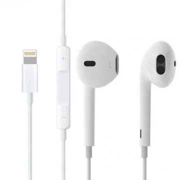  Casti audio cu microfon JXL-262, conector Lightning pentru iPhone/iPad, albe