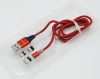 Cablu de incarcare JXL-081, 3 capete magnetice (Lightning, Type-C, MicroUSB), rosu/negru