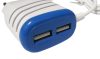 Incarcator casa cu fir JXL-280, 2 porturi USB, conector Lightning (iPhone), 3.1A, 1 metru, alb/albastru