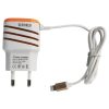 Incarcator casa cu fir JXL-280, 2 porturi USB, conector Lightning (iPhone), 3.1A, 1 metru, alb/portocaliu