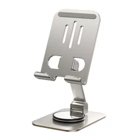   Suport birou Andowl Q-ZJ555, compatibil telefon sau tableta, universal, metalic, rotire 360 grade, argintiu