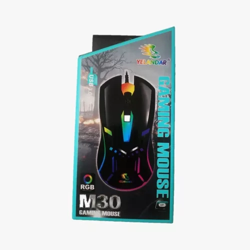 Mouse gaming cu cablu Yelandar M30, 800/1500/2400/3200 DPI, lumini RGB, negru