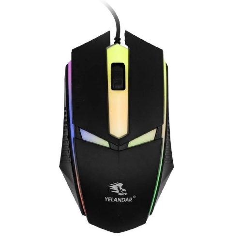 Mouse gaming cu cablu Yelandar M70, 800/1500/2400/3200 DPI, lumini RGB, negru