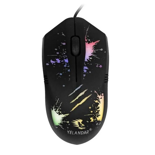 Mouse gaming cu cablu Yelandar M80, 800/1500/2400/3200 DPI, lumini RGB, negru