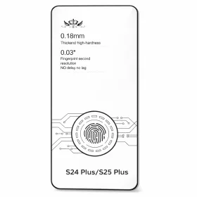   Folie sticla Samsung Galaxy S25 Plus, Full Glue, deblocare amprenta, premium, 0.18 mm, margini negre
