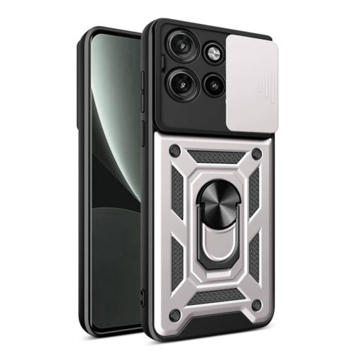Husa protectie Motorola Edge 50 Neo, Camshield Armor, inel sustinere, protectie camera, argintie