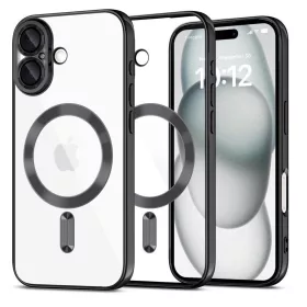   Husa Apple iPhone 16, Magsafe Electroplating TPU, protectie camera, margini negre