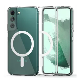   Husa protectie Samsung Galaxy S22, compatibila MagSafe, hybrid PC + TPU, transparenta