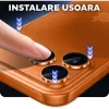 Folie de sticla Apple iPhone 17 Pro Max, protectie lentile camera spate, margine Cosmic Orange