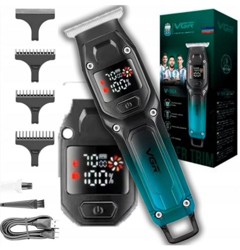Aparat de tuns VGR V964, acumulator incorporat, afisaj LED, negru/verde