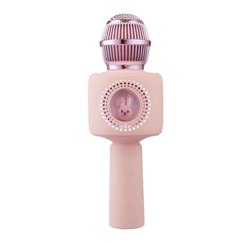 Microfon Karaoke pentru copii, IDK X9, bluetooth, lumina RGB, functie efecte voce, roz 