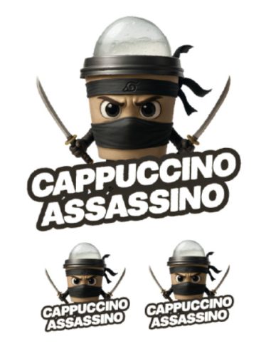Stickere Cappuccino Assassino, Vinyl / PP autoadeziva Glossy, 3 bucati