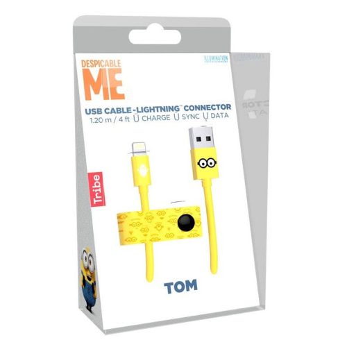 Cablu date si incarcare Lightning (iPhone) Despicable Me® TOM, 1.2 metri, galben/negru