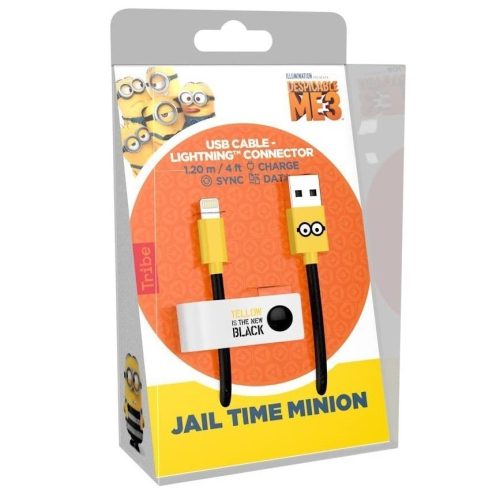Cablu date si incarcare Lightning (iPhone) Despicable Me ® Jail Time Minion, 1.2 metri, negru/galben