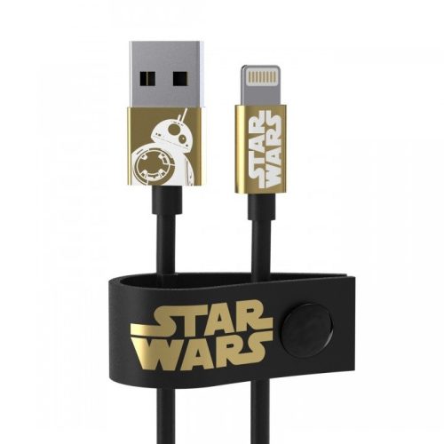 Cablu date si incarcare Lightning (iPhone) Star Wars® BB-8, 1.2 metri, negru/auriu