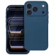 Husa Apple iPhone 17 Pro, Luxury Silicone, protectie camera, catifea in interior, albastru inchis