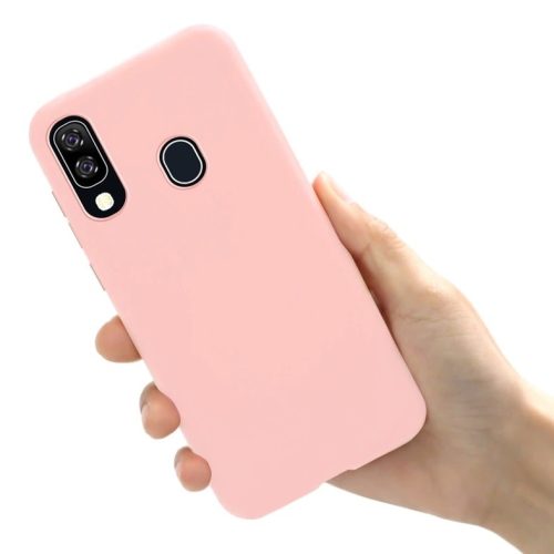 Husa Liquid Silicone Case pentru Huawei Y6 2019, interior microfibra, roz deschis