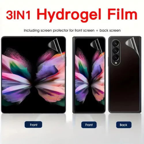 Set 3 folii protectie Honor Magic V2, Hydrogel, front/front/back, ultra subtiri, transparente