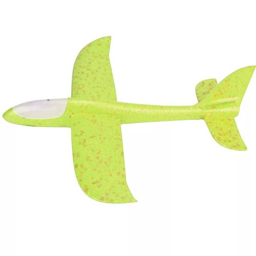 Avion planor XXL din polistiren, cu iluminare LED, 48 cm, verde neon