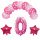 Aranjament 12 baloane, cifra 0 din folie metalizata, roz