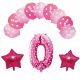 Aranjament 12 baloane, cifra 0 din folie metalizata, roz