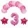 Aranjament 12 baloane, cifra 3 din folie metalizata, roz