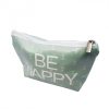 Geanta pentru cosmetice, dreptunghiulara, "Be happy", verde deschis