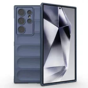   Husa Samsung Galaxy S24 Ultra, Wave Silicone, protectie camera, catifea in interior, navy blue