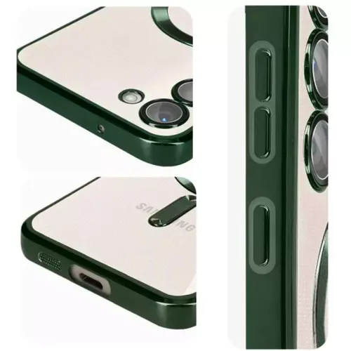 Husa Samsung Galaxy A55 5G, Electroplating Magsafe TPU, protectie camera, verde